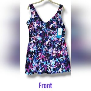 Womens Swimdress, Lilac Floral, Sz 24W